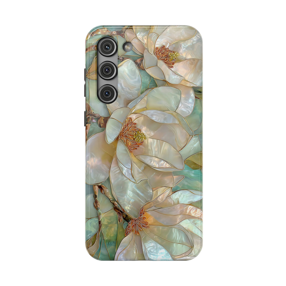 Pearl Magnolia protective phone case for Samsung Galaxy S23 Plus, glossy finish