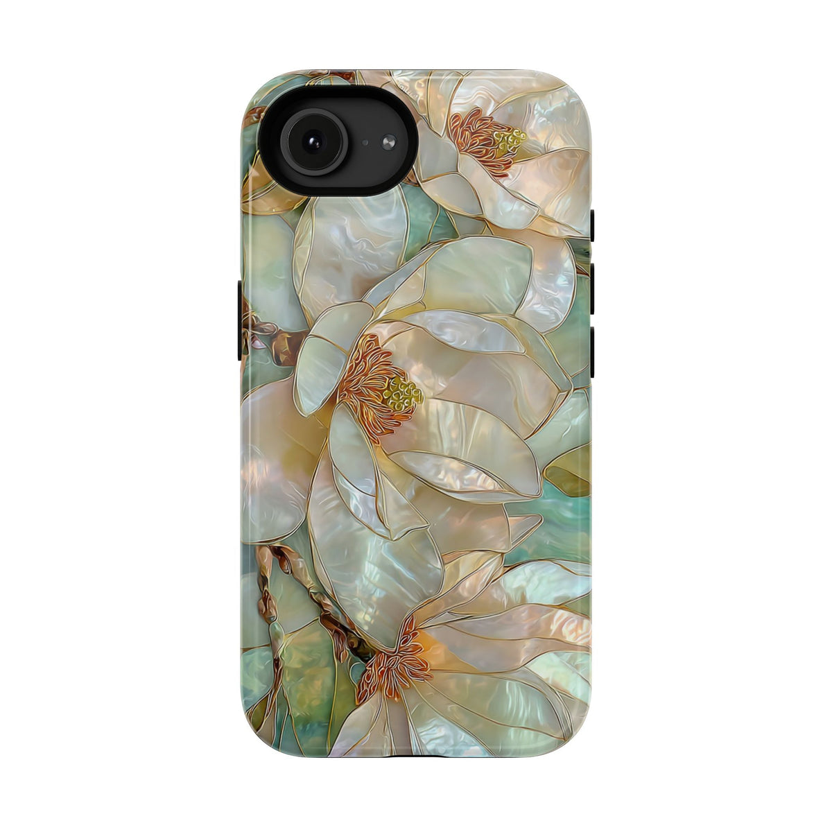 Pearl Magnolia protective phone case for iPhone 16e, glossy finish