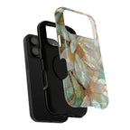 Pearl Magnolia protective phone case, close-up of the dual-layer construction