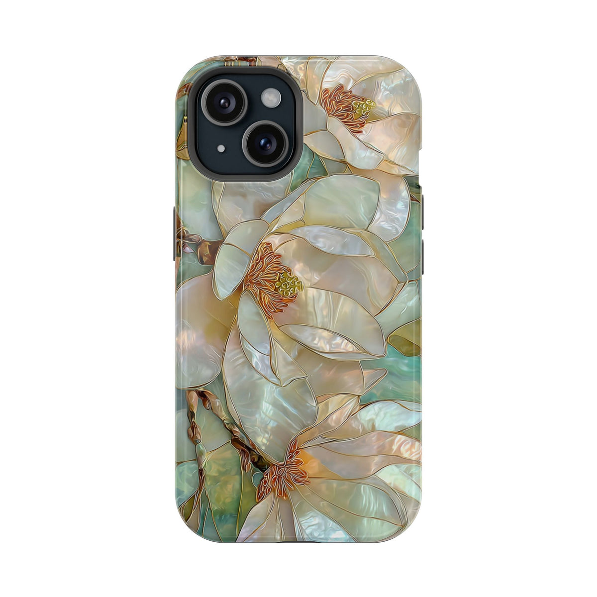 Pearl Magnolia MagSafe case for iPhone 15, glossy finish