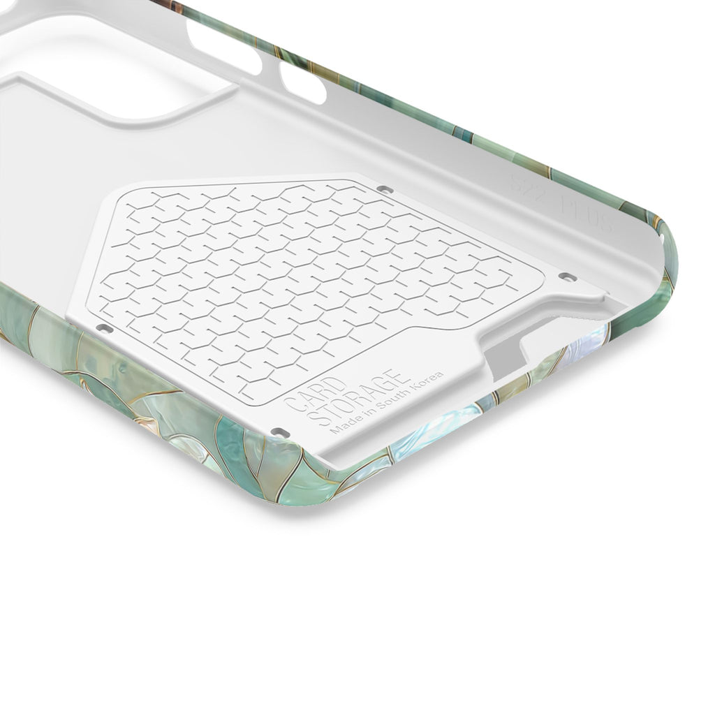 Pearl Magnolia phone case with card holder, close-up of the inside