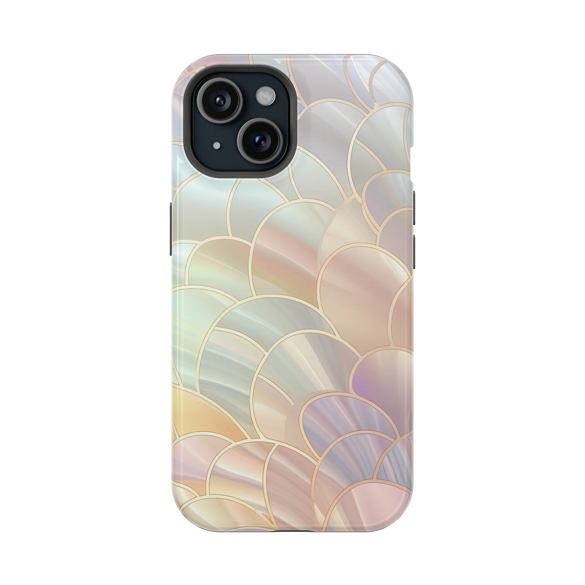 Pearl Scale protective phone case for iPhone 15, glossy finish