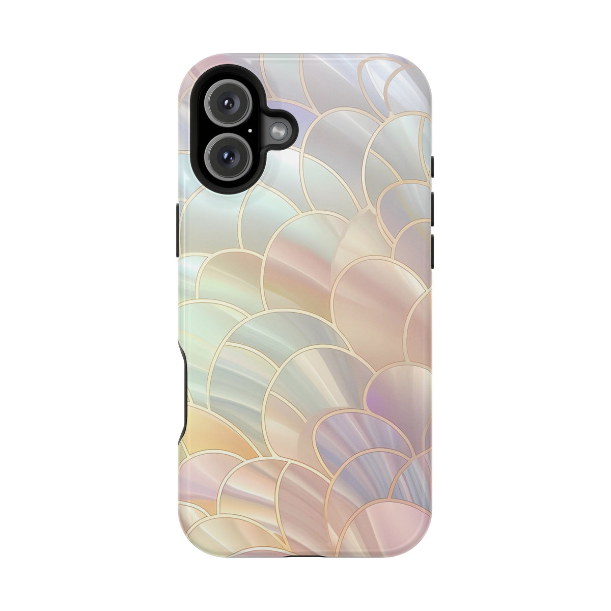 Pearl Scale protective phone case for iPhone 16 Plus, glossy finish