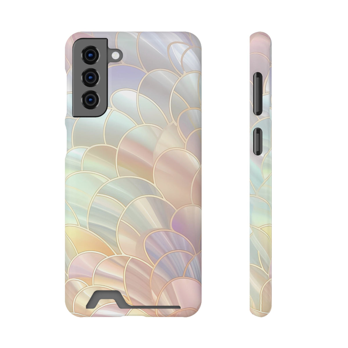 Pearl Scale phone case with card holder for Samsung Galaxy S21 Plus, glossy finish