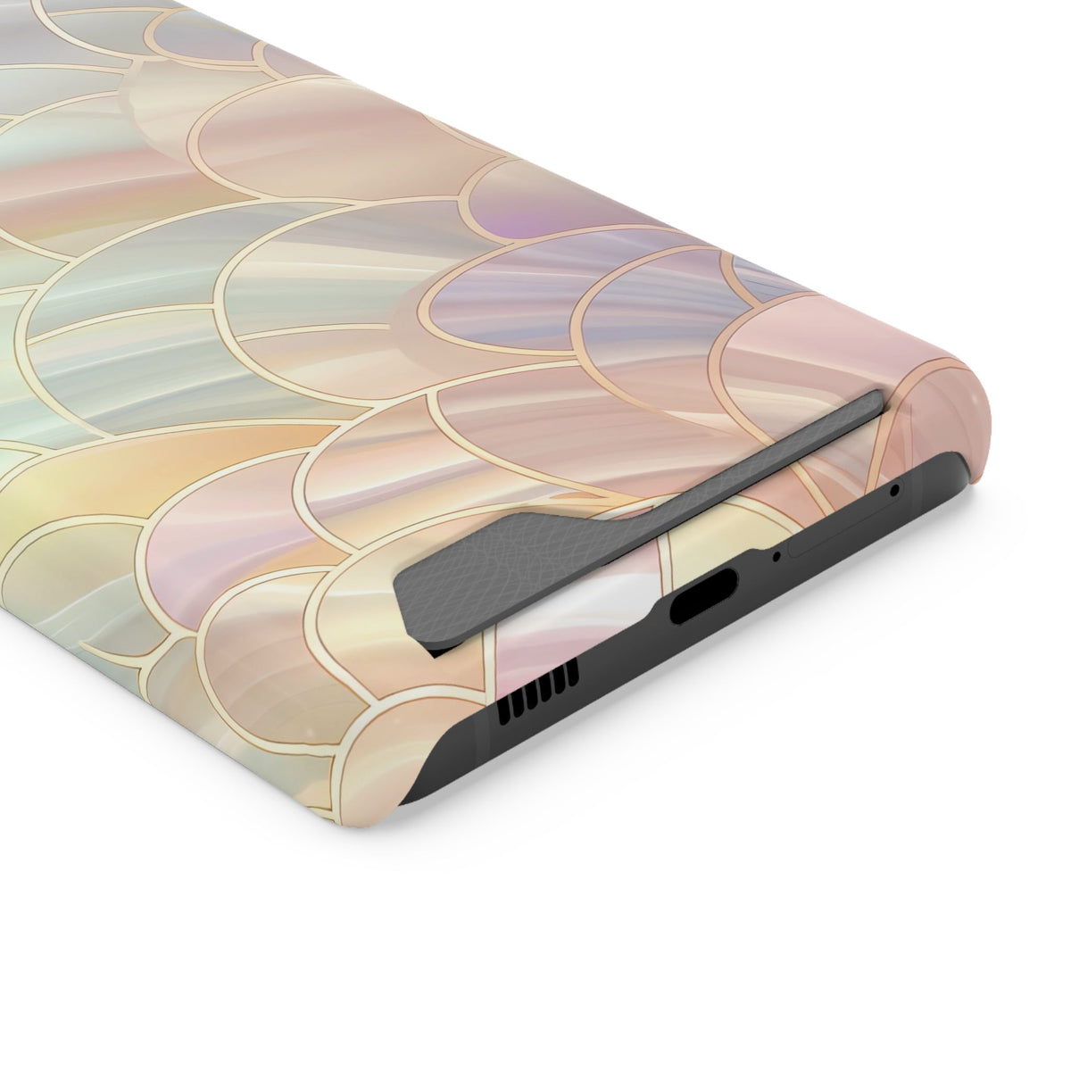 Pearl Scale phone case with card holder for Samsung Galaxy S21 Ultra, glossy finish