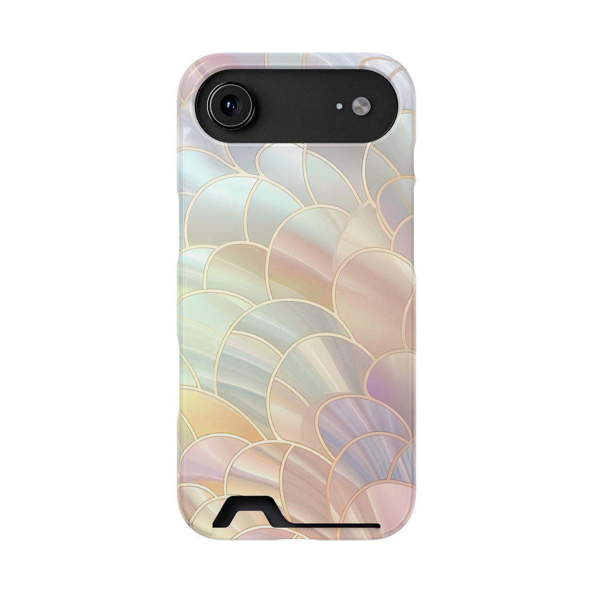 Pearl Scale phone case with card holder for iPhone 17 Air, glossy finish