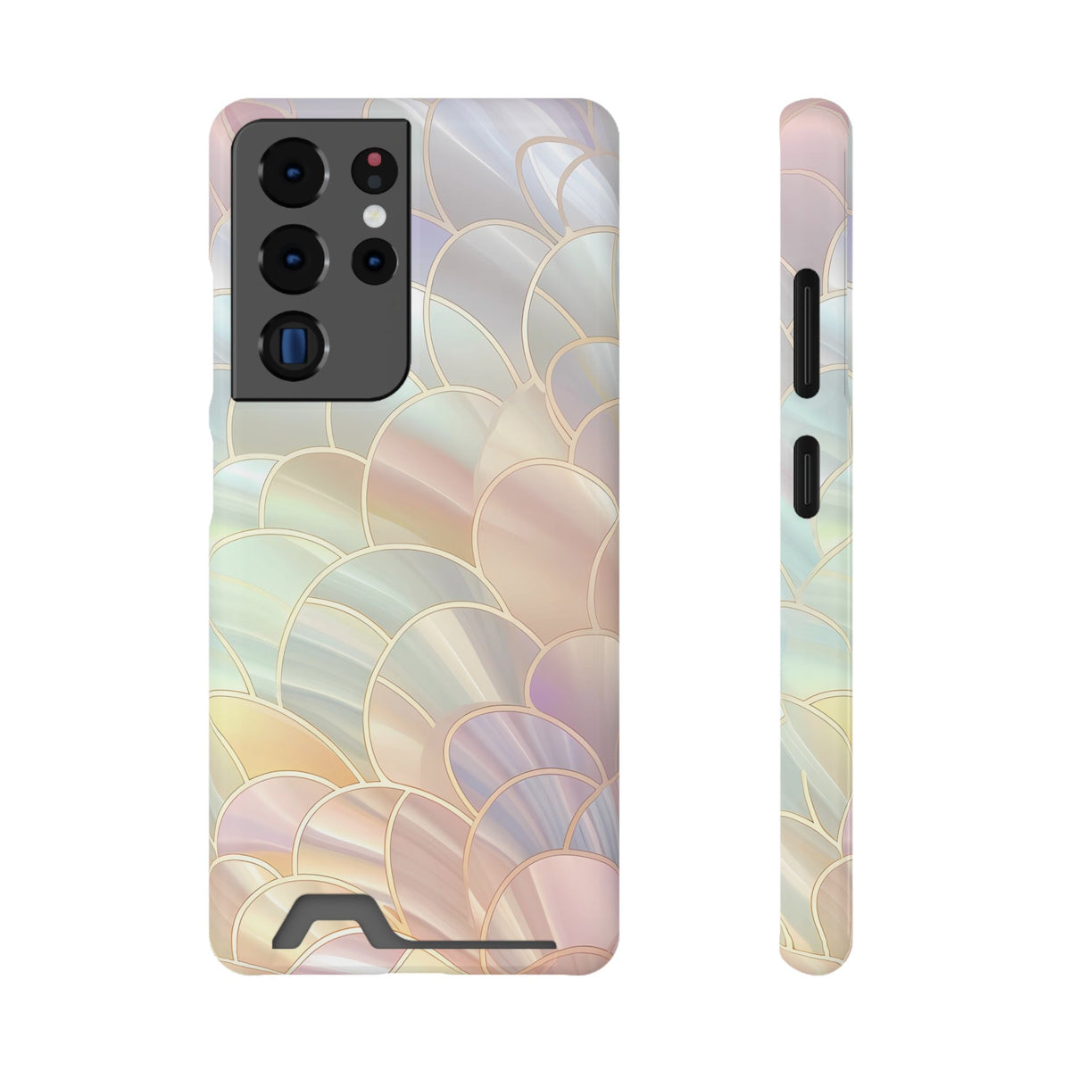 Pearl Scale phone case with card holder for Samsung Galaxy S22 Plus, glossy finish