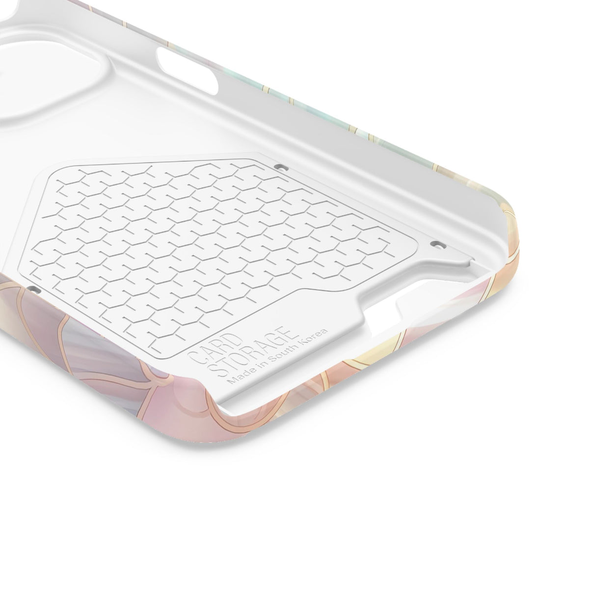 Pearl Scale phone case with card holder for iPhone 13, glossy finish