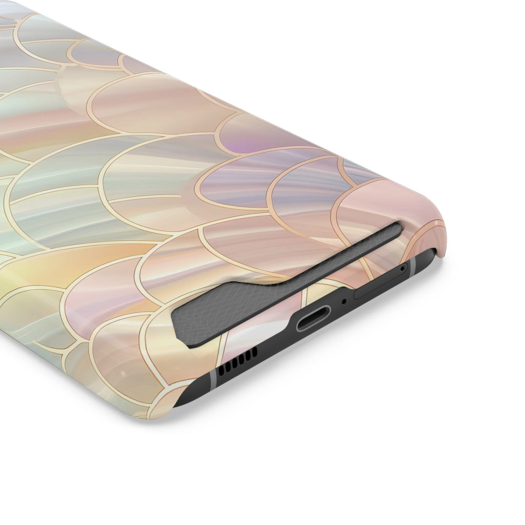 Pearl Scale phone case with card holder, close-up of the card slot