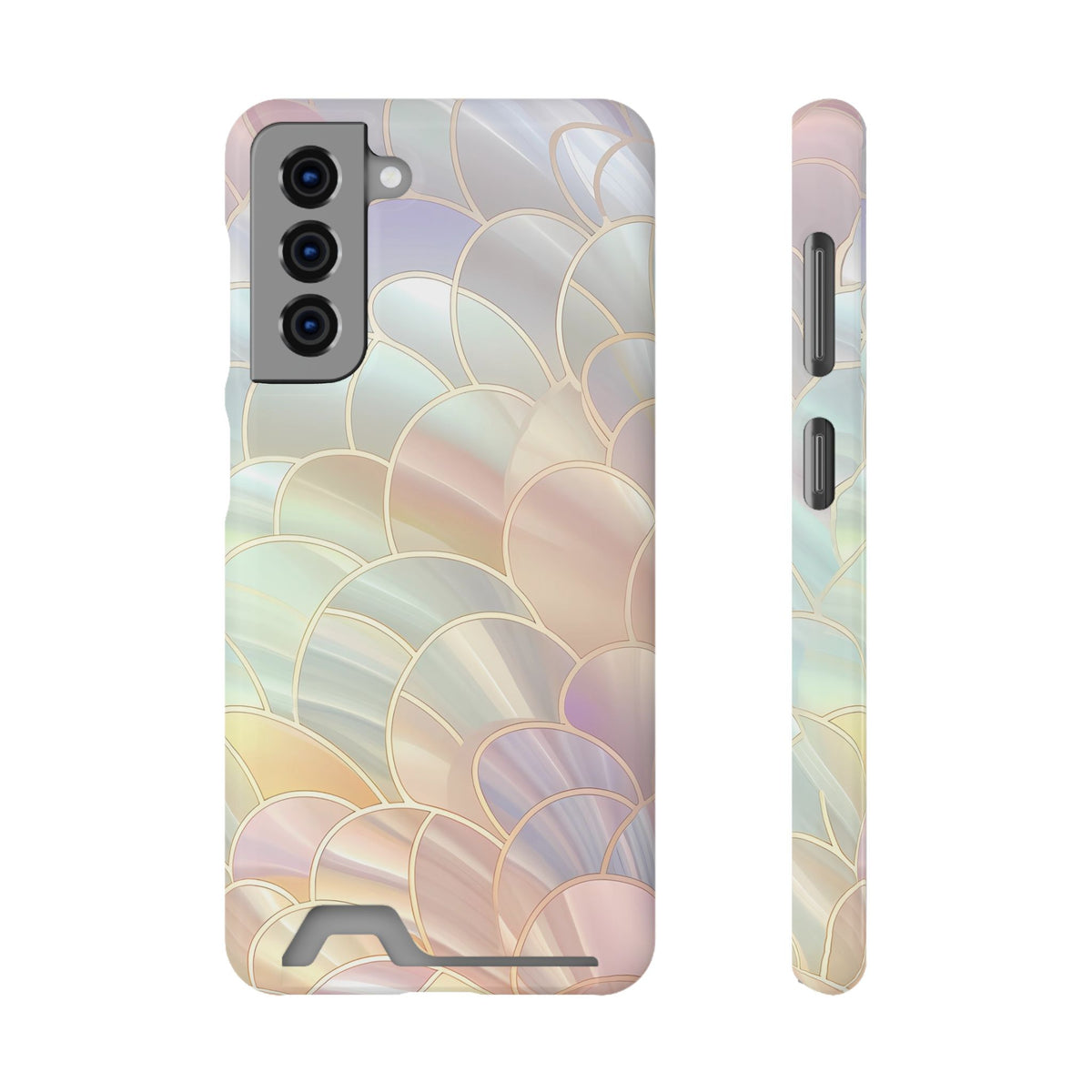 Pearl Scale phone case with card holder for Samsung Galaxy S21, glossy finish