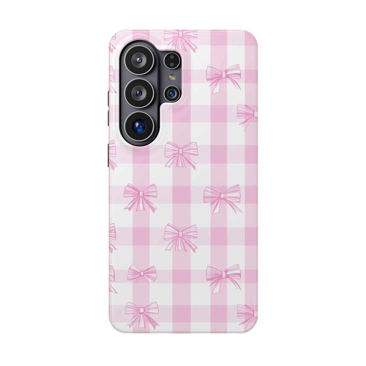 Pink Bow Gingham MagSafe case for Samsung Galaxy S26 Ultra, glossy finish