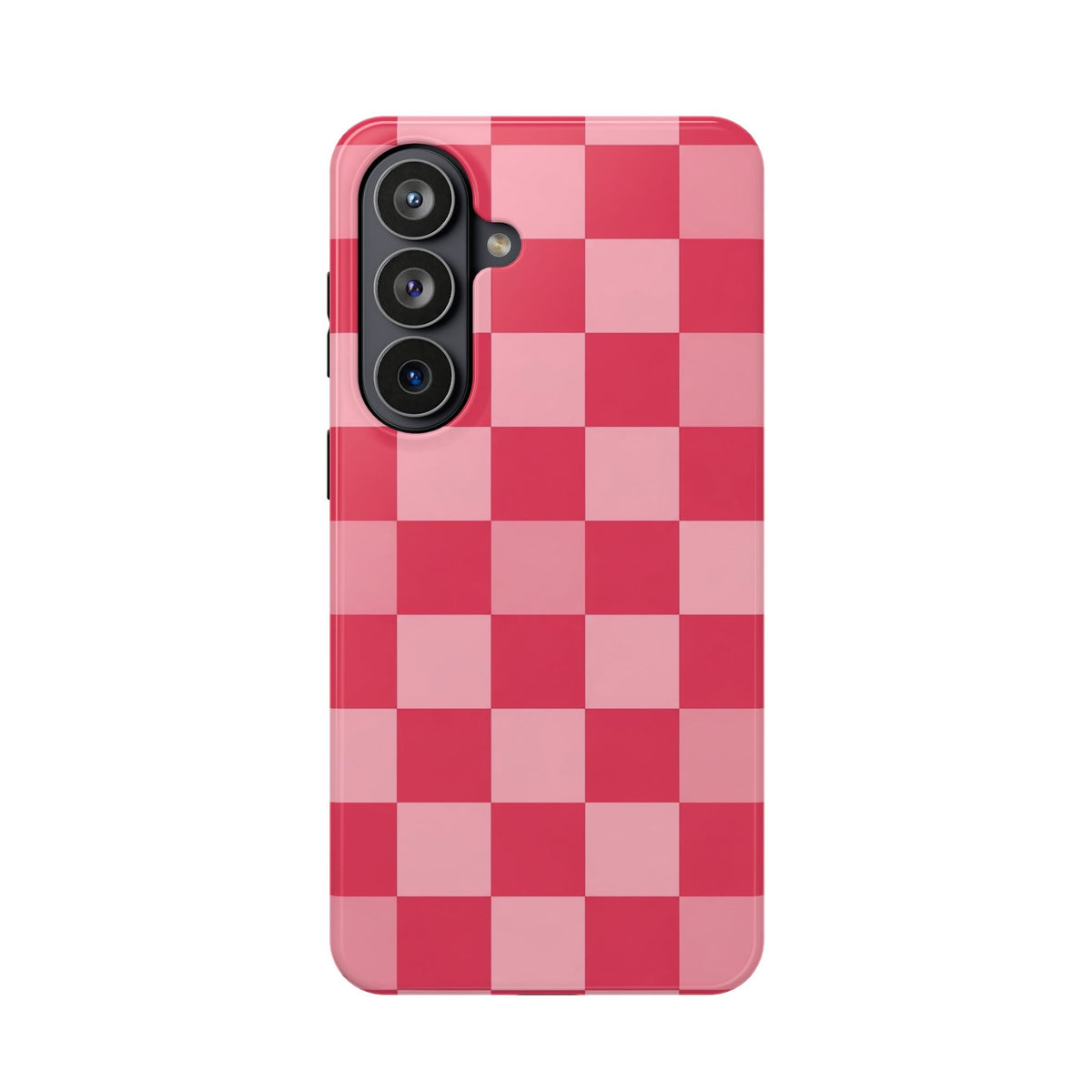 Pink Checkerboard protective phone case for Samsung Galaxy S26 Plus, glossy finish