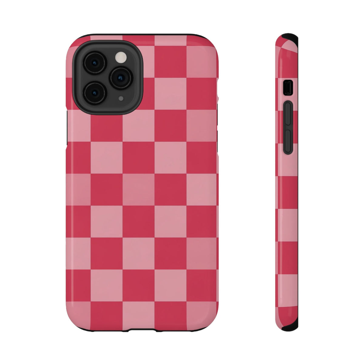 Pink Checkerboard protective phone case for iPhone 11 Pro, glossy finish
