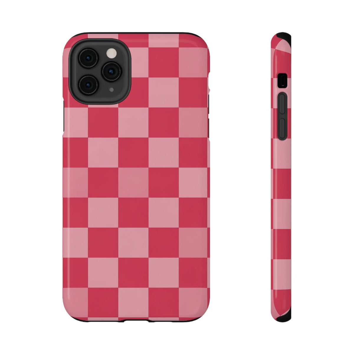 Pink Checkerboard protective phone case for iPhone 11 Pro Max, glossy finish