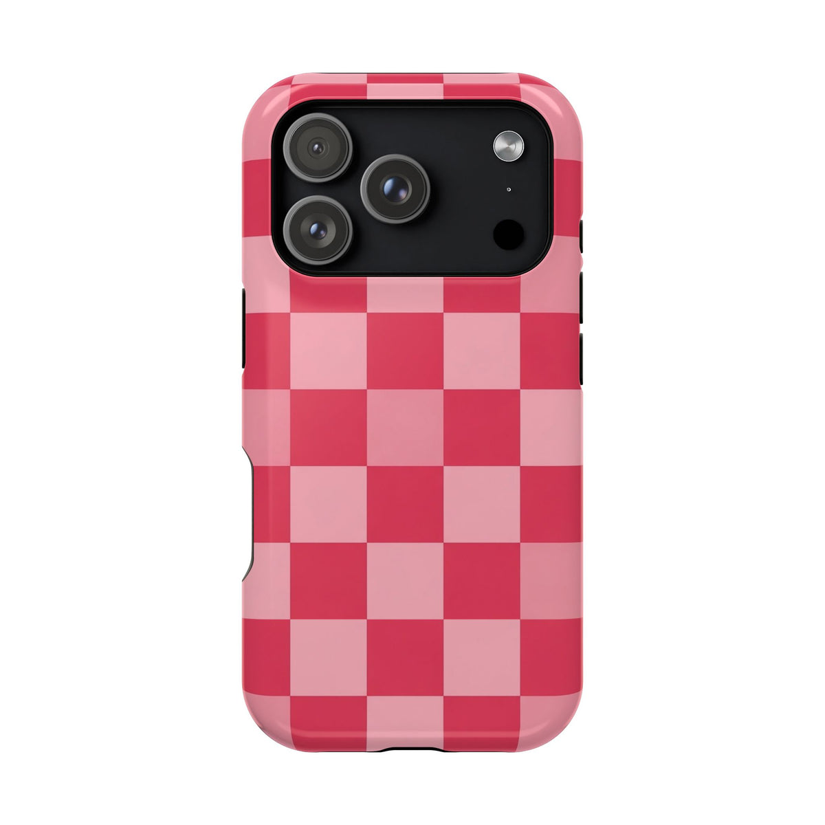 Pink Checkerboard MagSafe case for iPhone 18 Pro, glossy finish