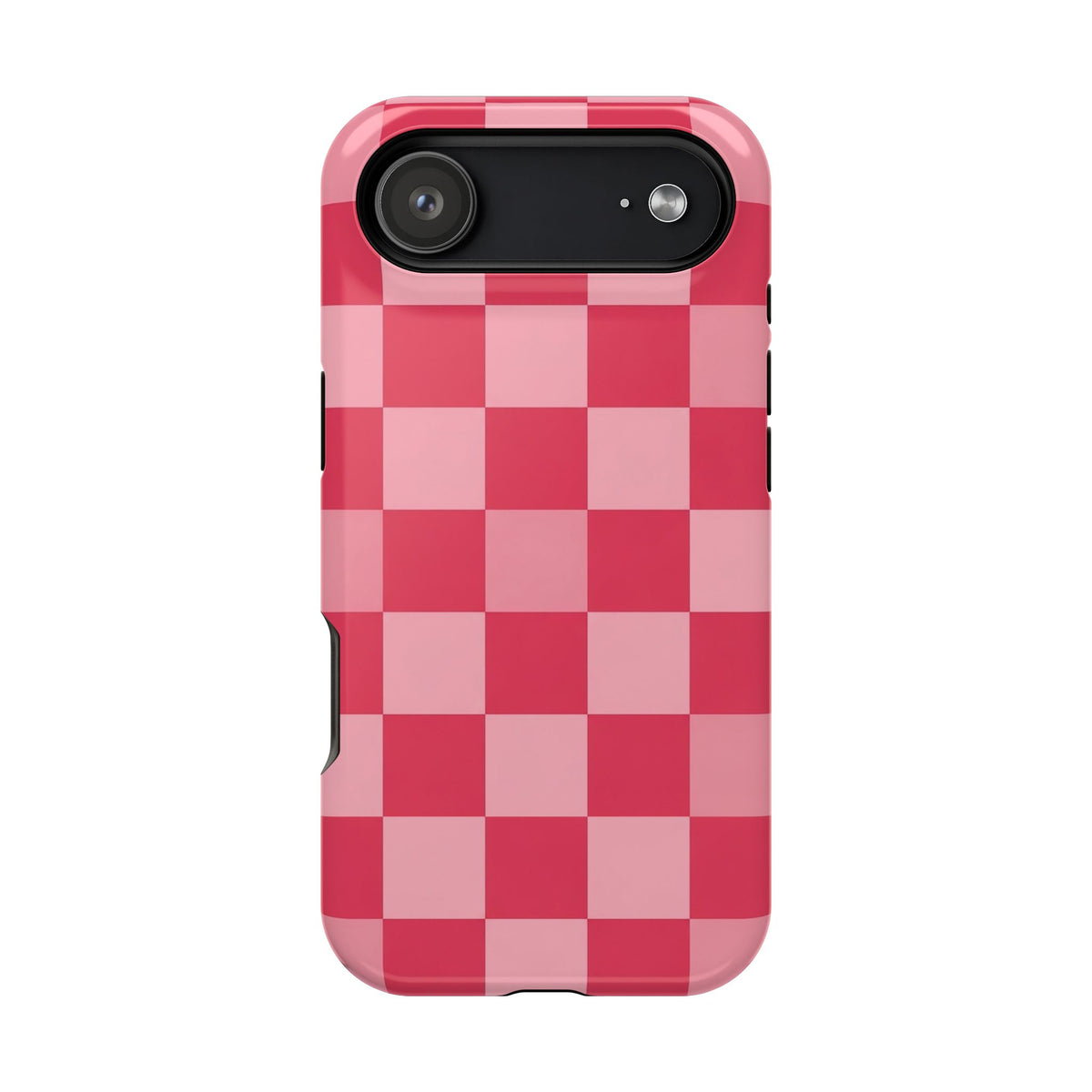 Pink Checkerboard MagSafe case for iPhone 17 Air, glossy finish