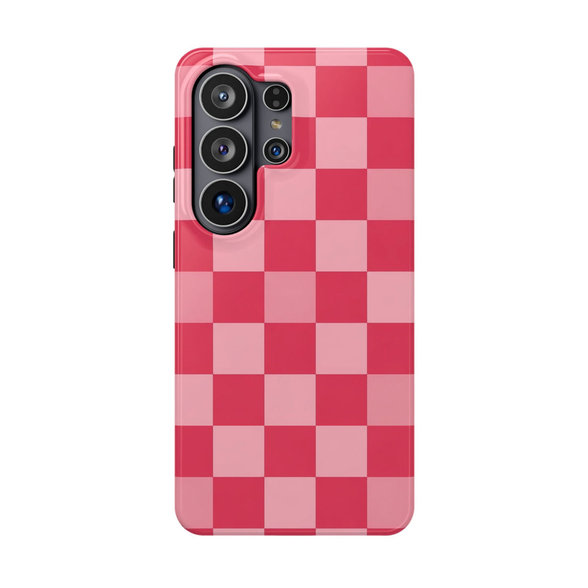 Pink Checkerboard MagSafe case for Samsung Galaxy S26 Ultra, glossy finish