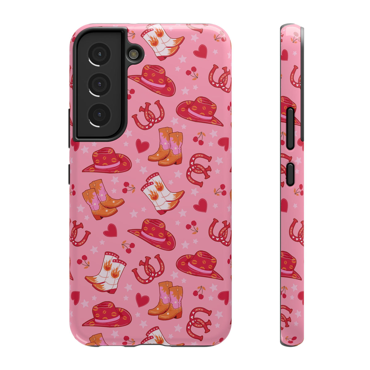 Pink Cowgirl protective phone case for Samsung Galaxy S22, glossy finish