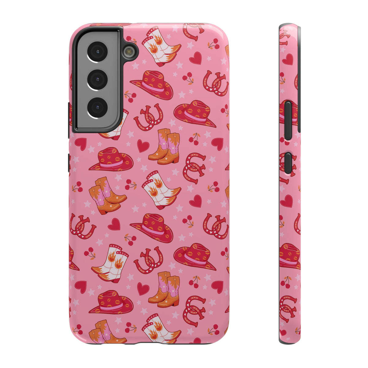 Pink Cowgirl protective phone case for Samsung Galaxy S22 Plus, glossy finish