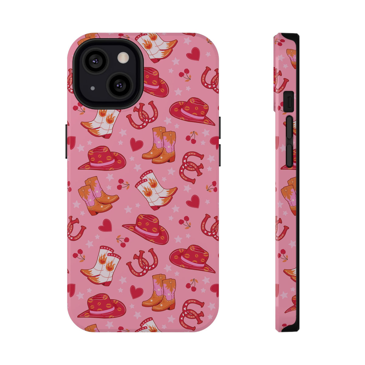 Pink Cowgirl protective phone case for iPhone 13, glossy finish