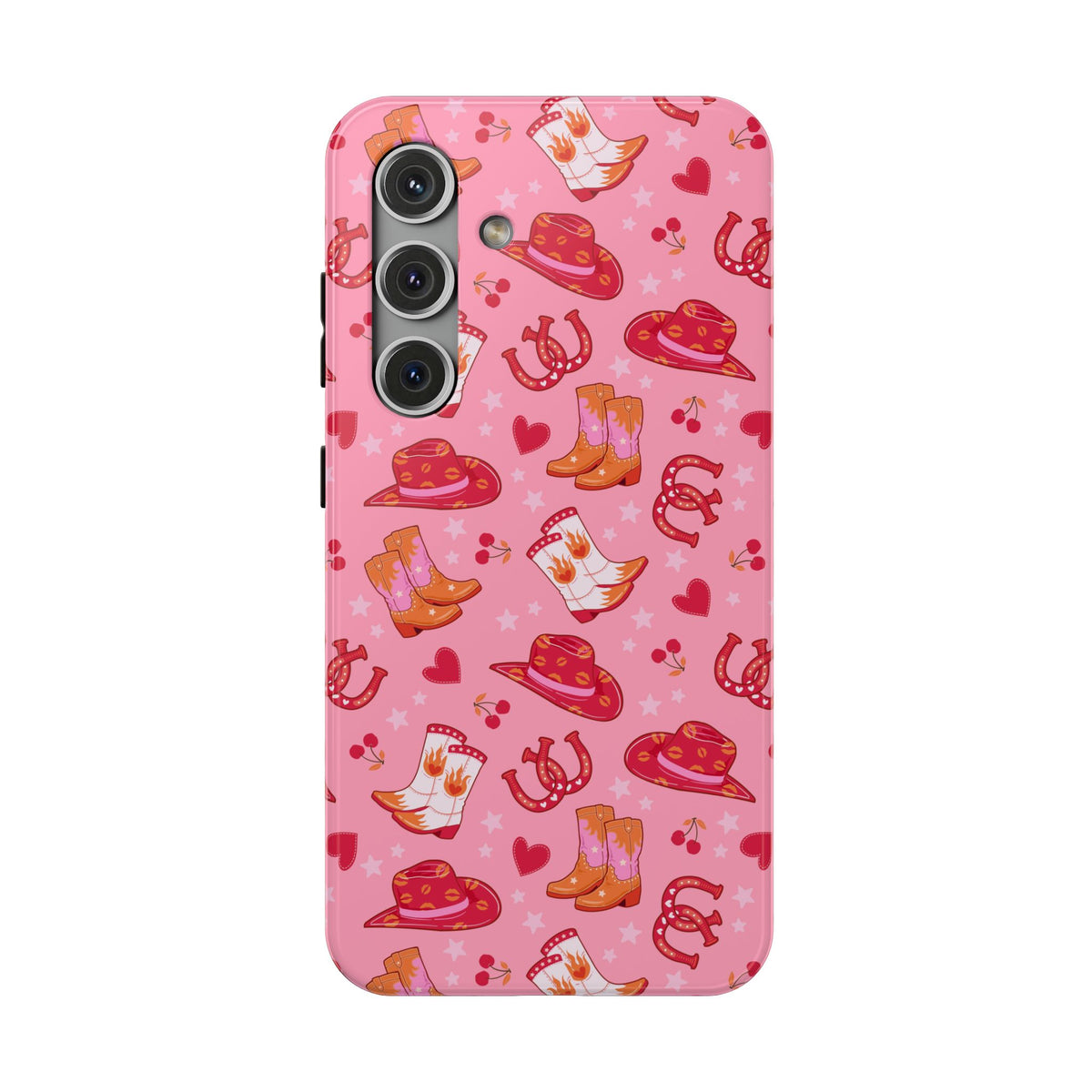 Pink Cowgirl protective phone case for Samsung Galaxy S24, glossy finish