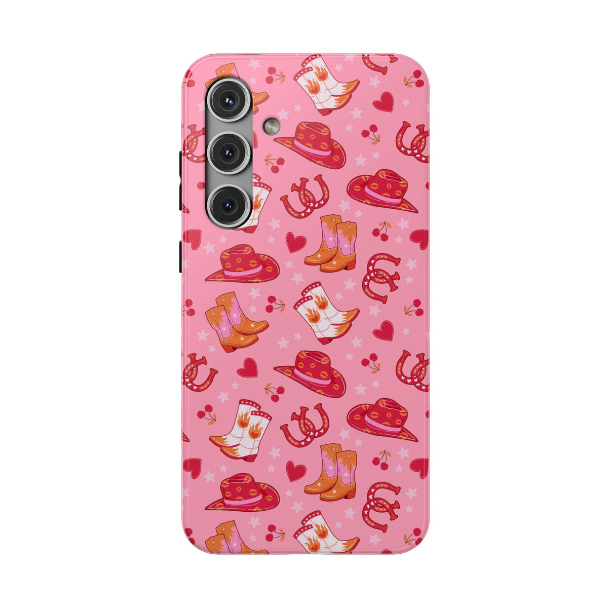 Pink Cowgirl protective phone case for Samsung Galaxy S24 Plus, glossy finish