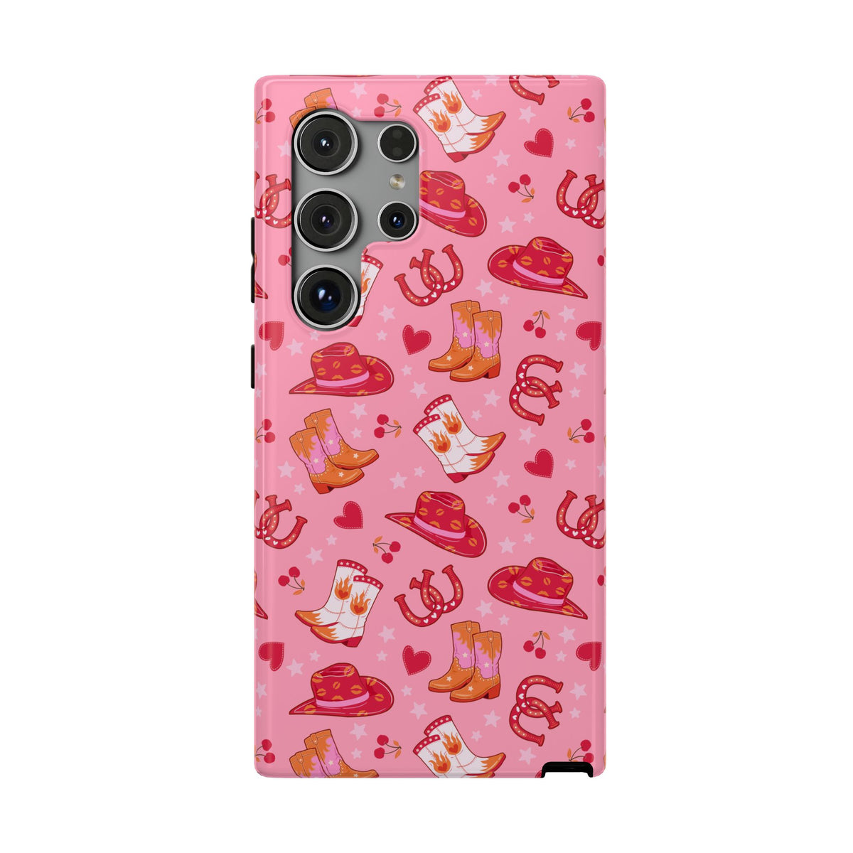 Pink Cowgirl protective phone case for Samsung Galaxy S24 Ultra, glossy finish