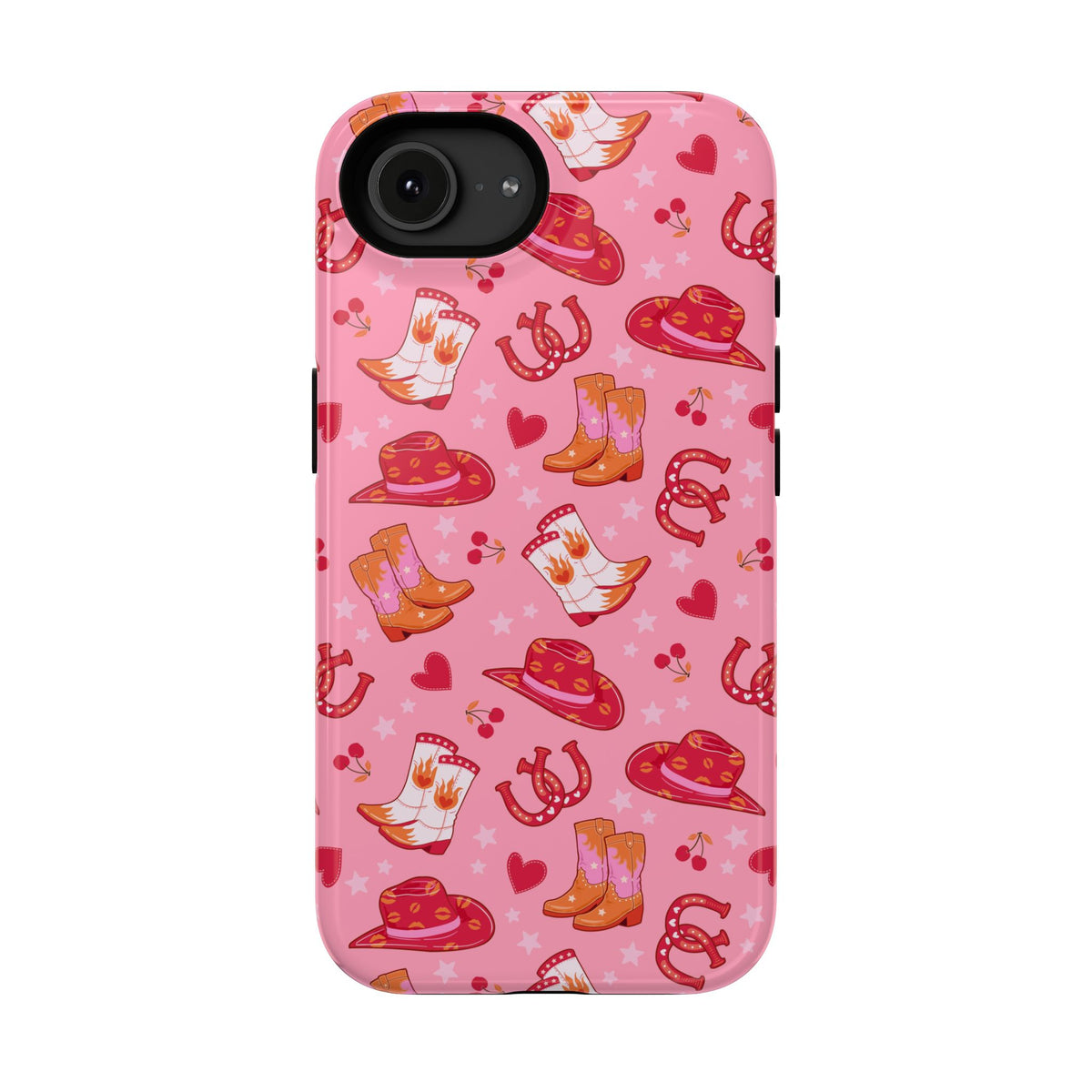 Pink Cowgirl protective phone case for iPhone 16e, glossy finish