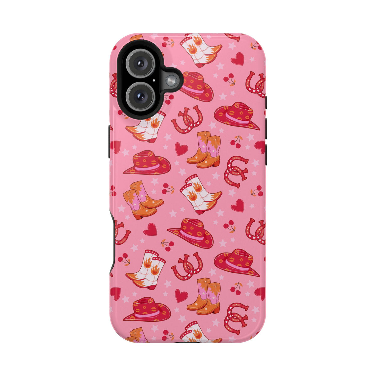 Pink Cowgirl MagSafe case for iPhone 16 Plus, glossy finish
