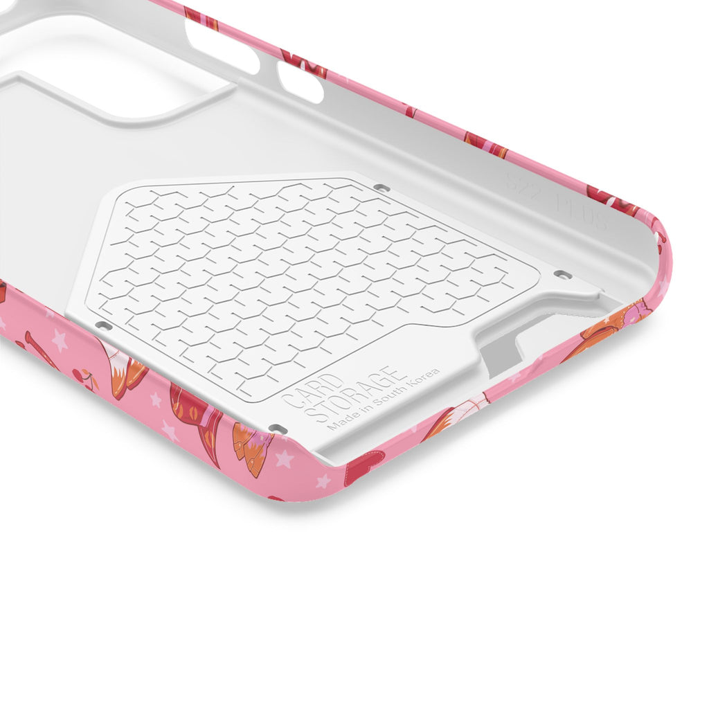 Pink Cowgirl phone case with card holder, close-up of the inside