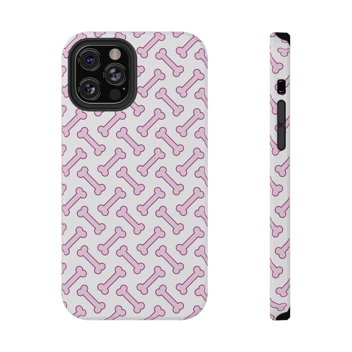 Pink Dog Bone protective phone case for iPhone 12 Pro, glossy finish
