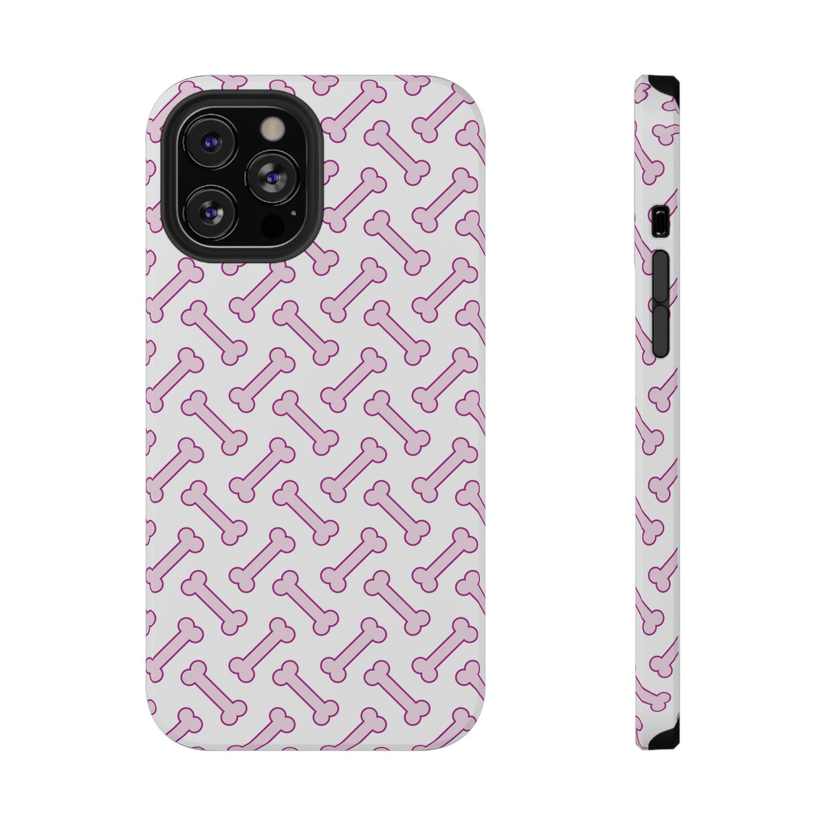 Pink Dog Bone protective phone case for iPhone 12 Pro Max, glossy finish