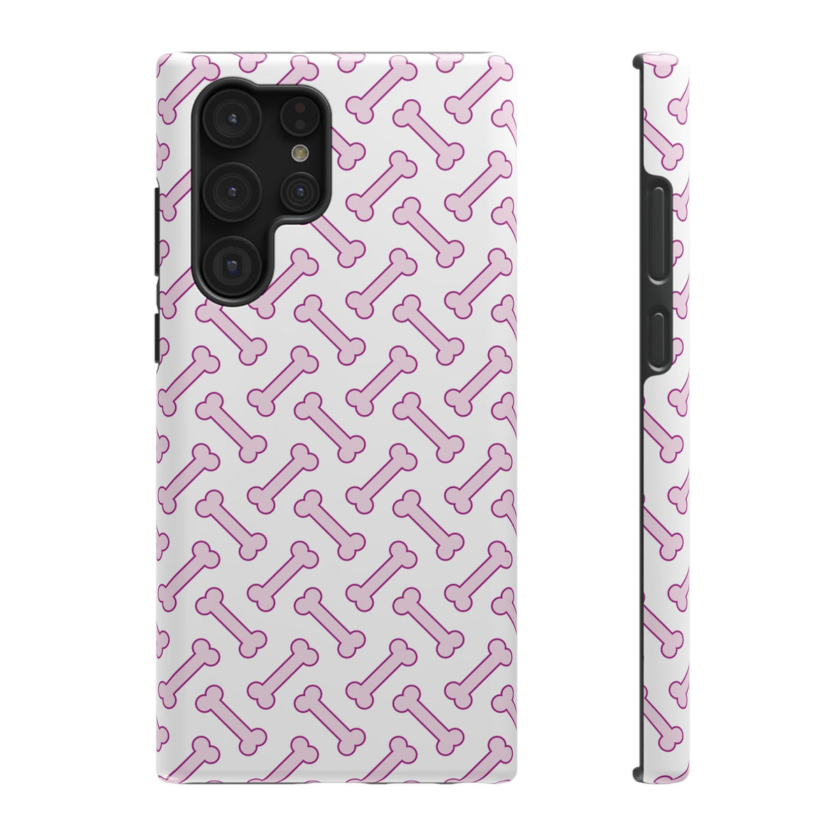 Pink Dog Bone protective phone case for Samsung Galaxy S22 Ultra, glossy finish