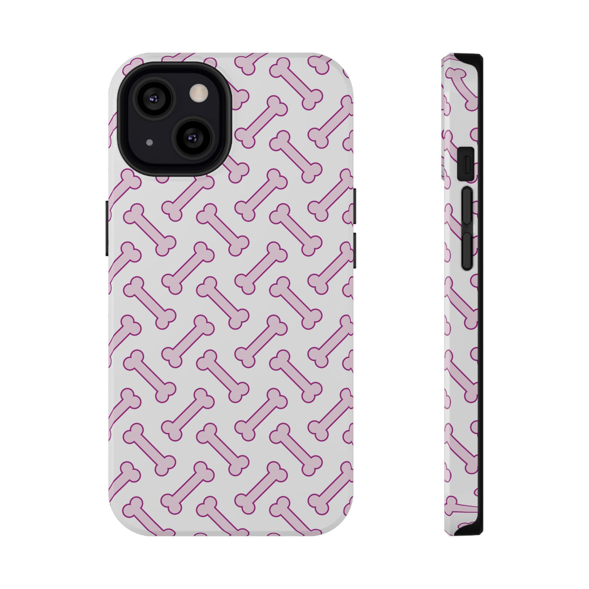 Pink Dog Bone protective phone case for iPhone 13, glossy finish