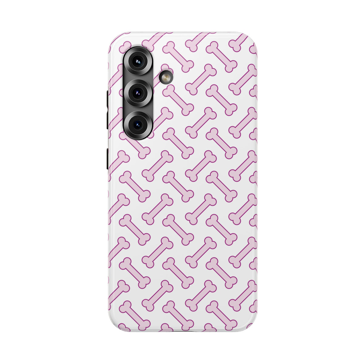 Pink Dog Bone protective phone case for Samsung Galaxy S25, glossy finish