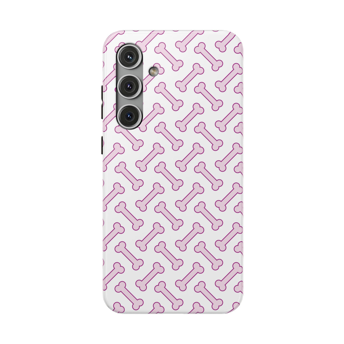 Pink Dog Bone protective phone case for Samsung Galaxy S24 Plus, glossy finish