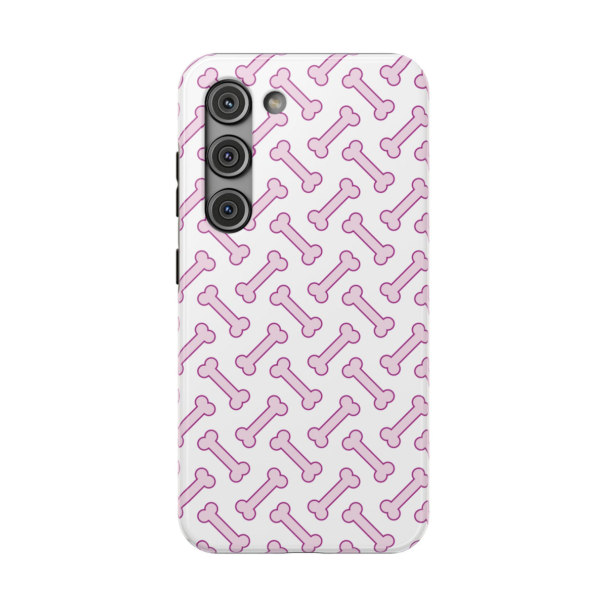 Pink Dog Bone protective phone case for Samsung Galaxy S23, glossy finish