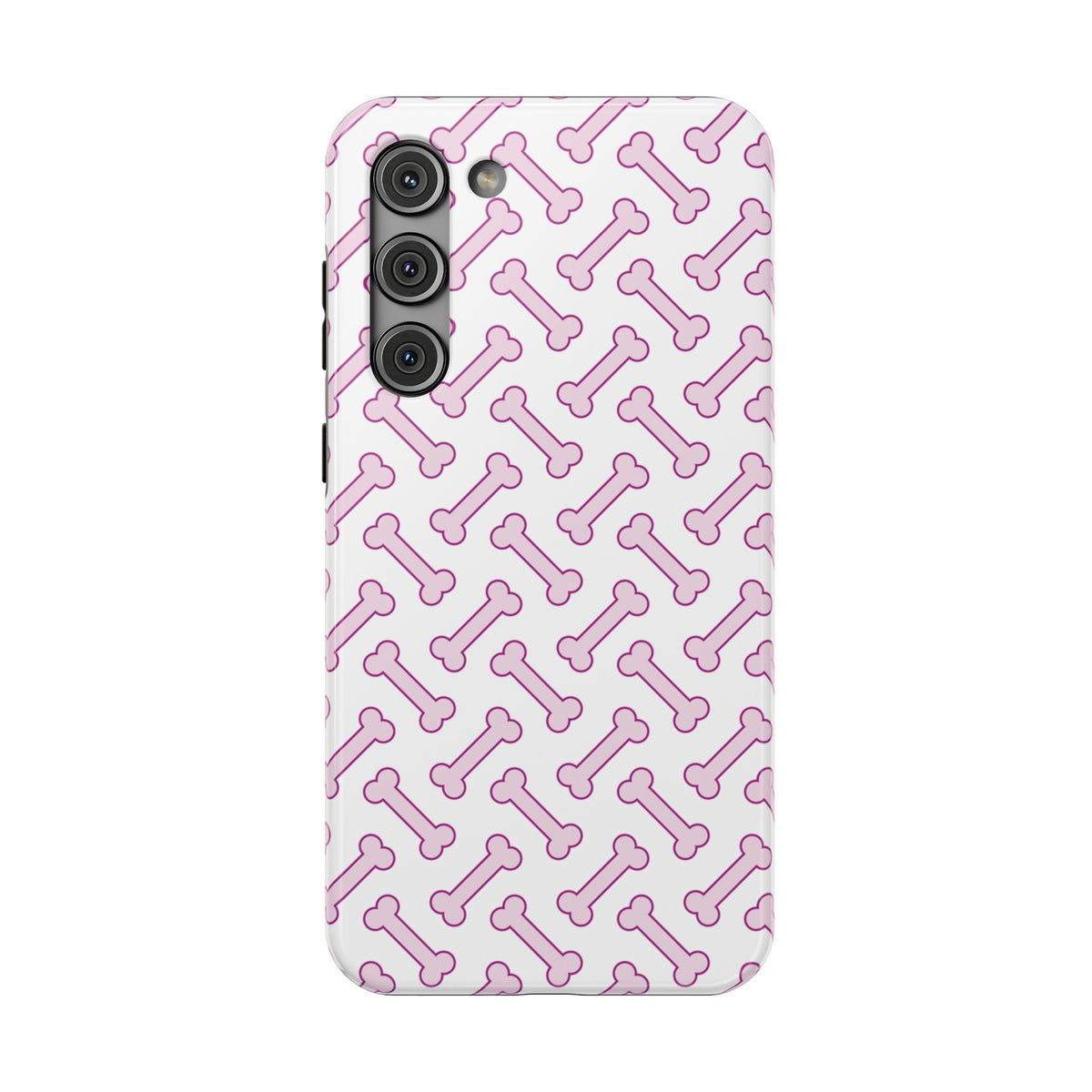 Pink Dog Bone protective phone case for Samsung Galaxy S23 Plus, glossy finish