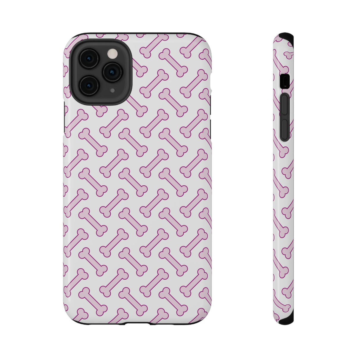 Pink Dog Bone protective phone case for iPhone 11 Pro Max, glossy finish
