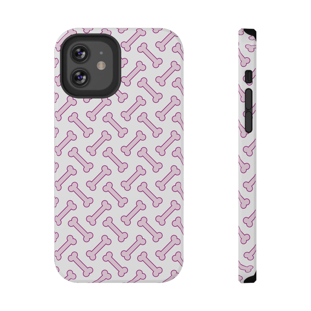 Pink Dog Bone protective phone case for iPhone 12, glossy finish