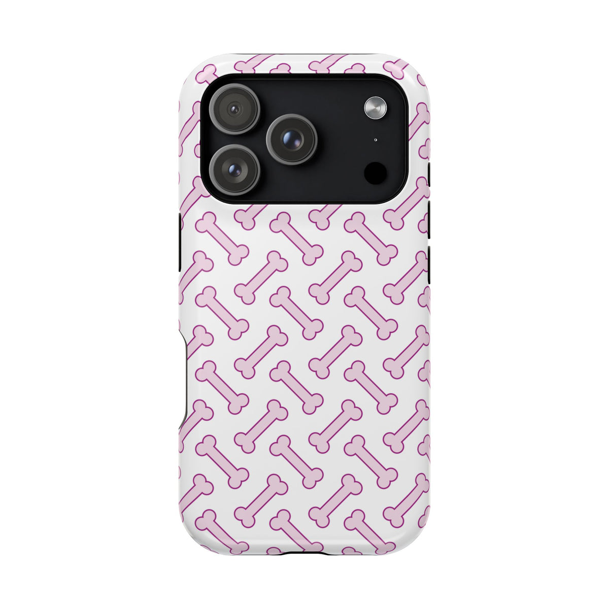 Pink Dog Bone MagSafe case for iPhone 18 Pro, glossy finish