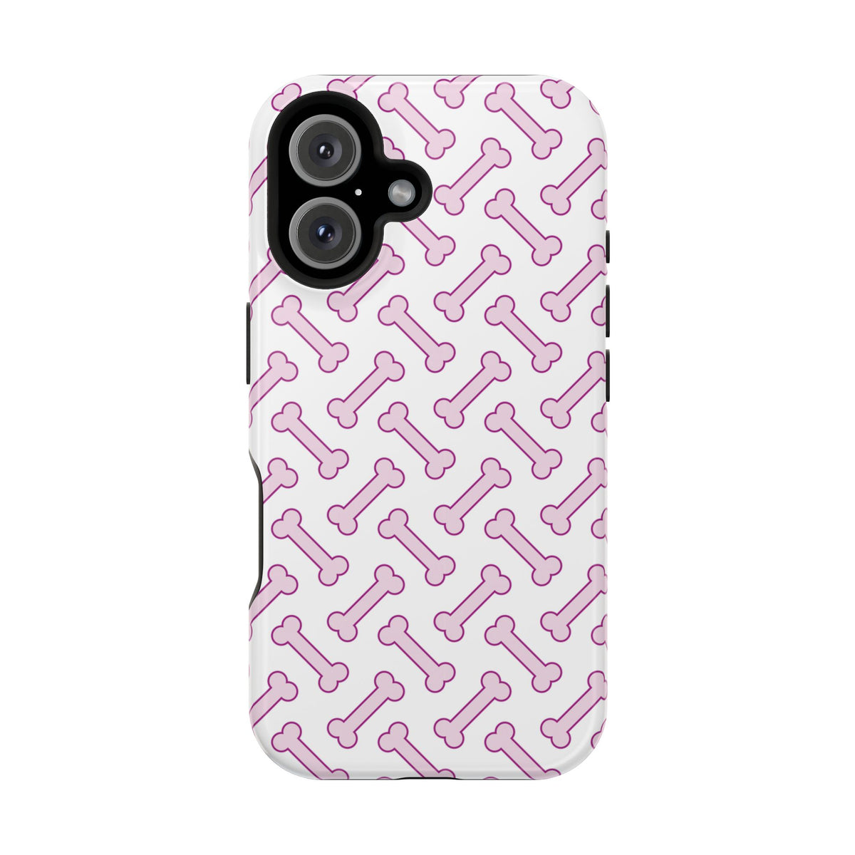 Pink Dog Bone MagSafe case for iPhone 16, glossy finish