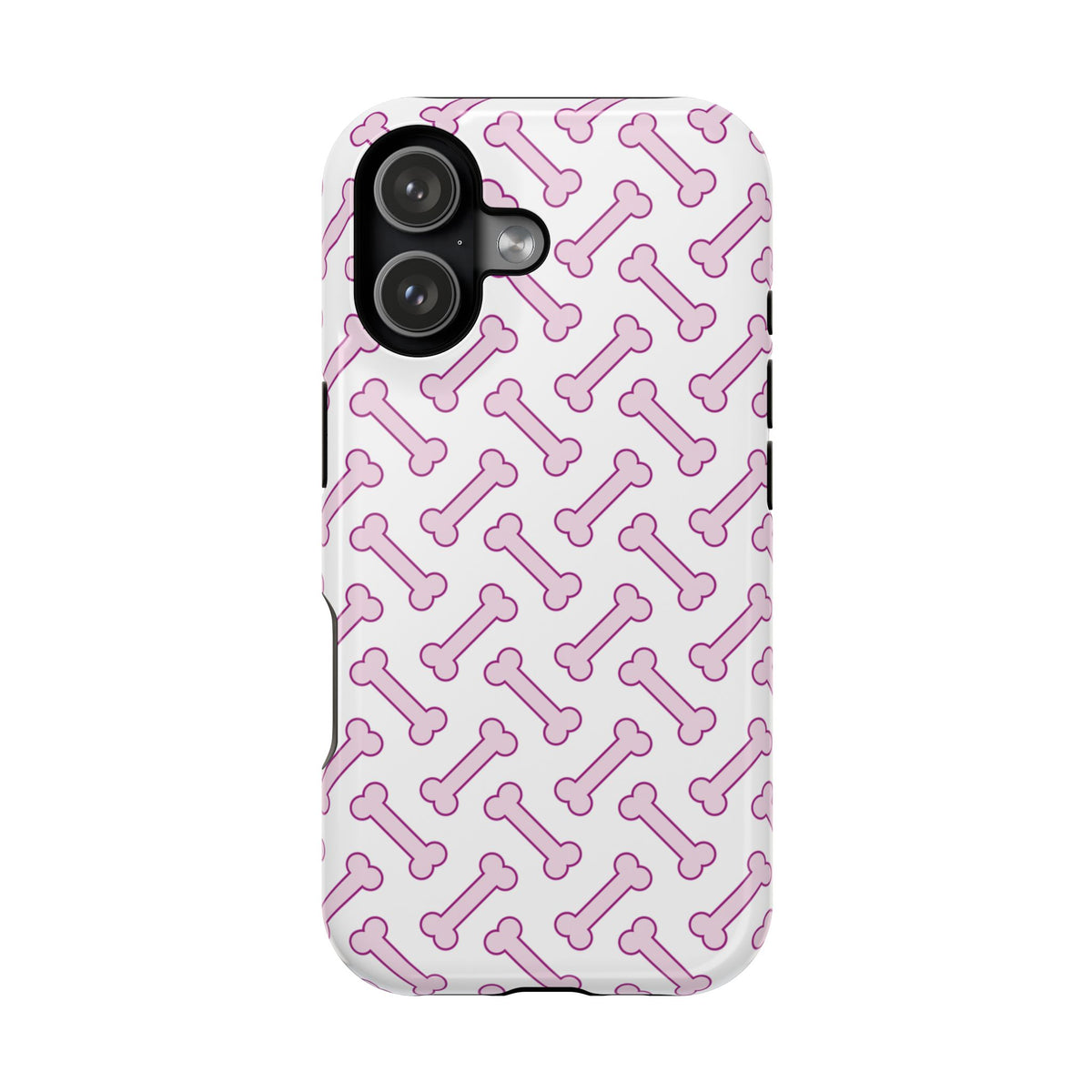 Pink Dog Bone MagSafe case for iPhone 17, glossy finish