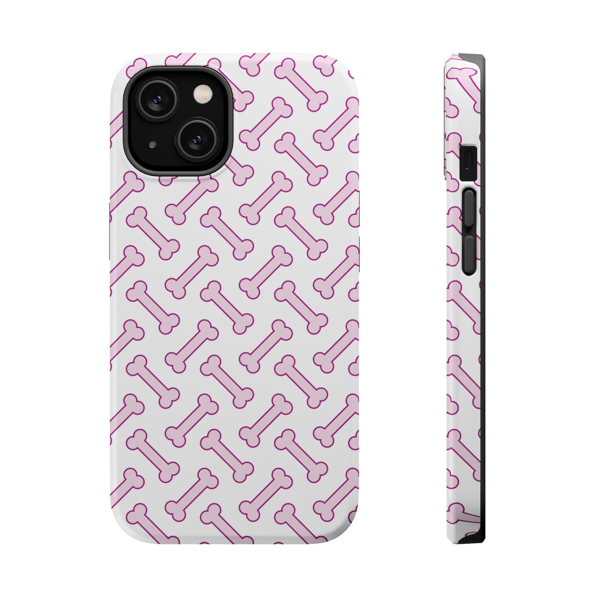 Pink Dog Bone MagSafe case for iPhone 14, glossy finish