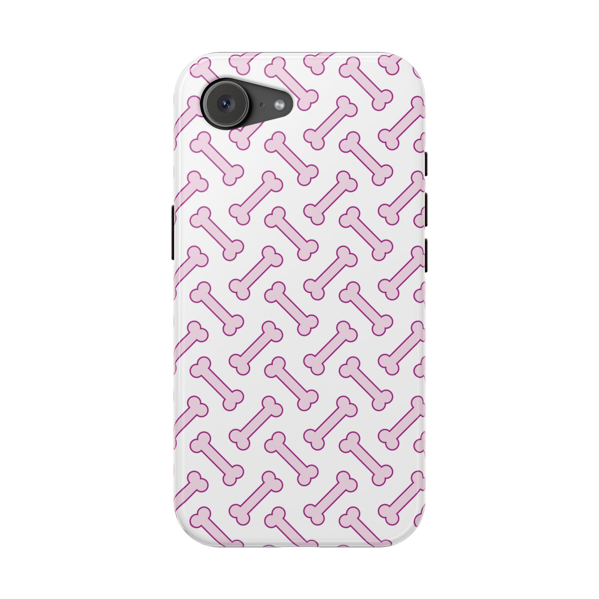 Pink Dog Bone MagSafe case for iPhone 16e, glossy finish