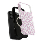 Pink Dog Bone MagSafe case, close-up of the dual-layer construction