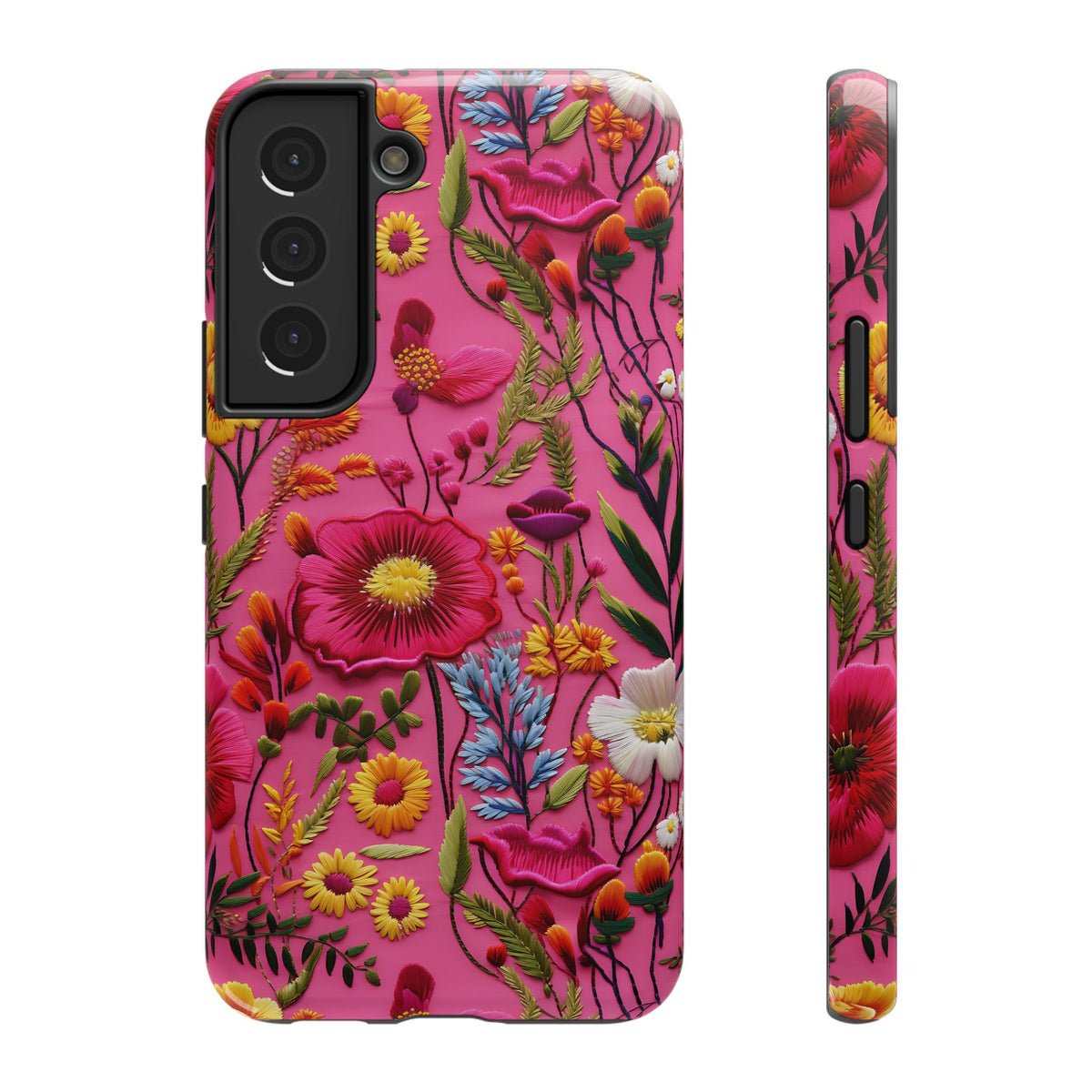 Pink Folk Floral protective phone case for Samsung Galaxy S22, glossy finish