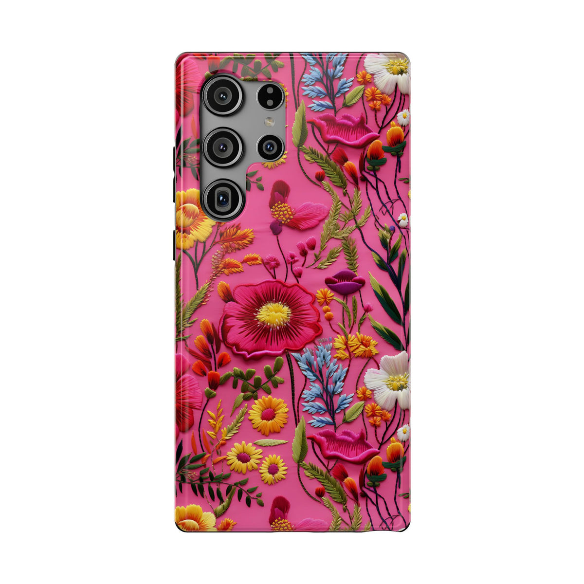 Pink Folk Floral protective phone case for Samsung Galaxy S23 Ultra, glossy finish