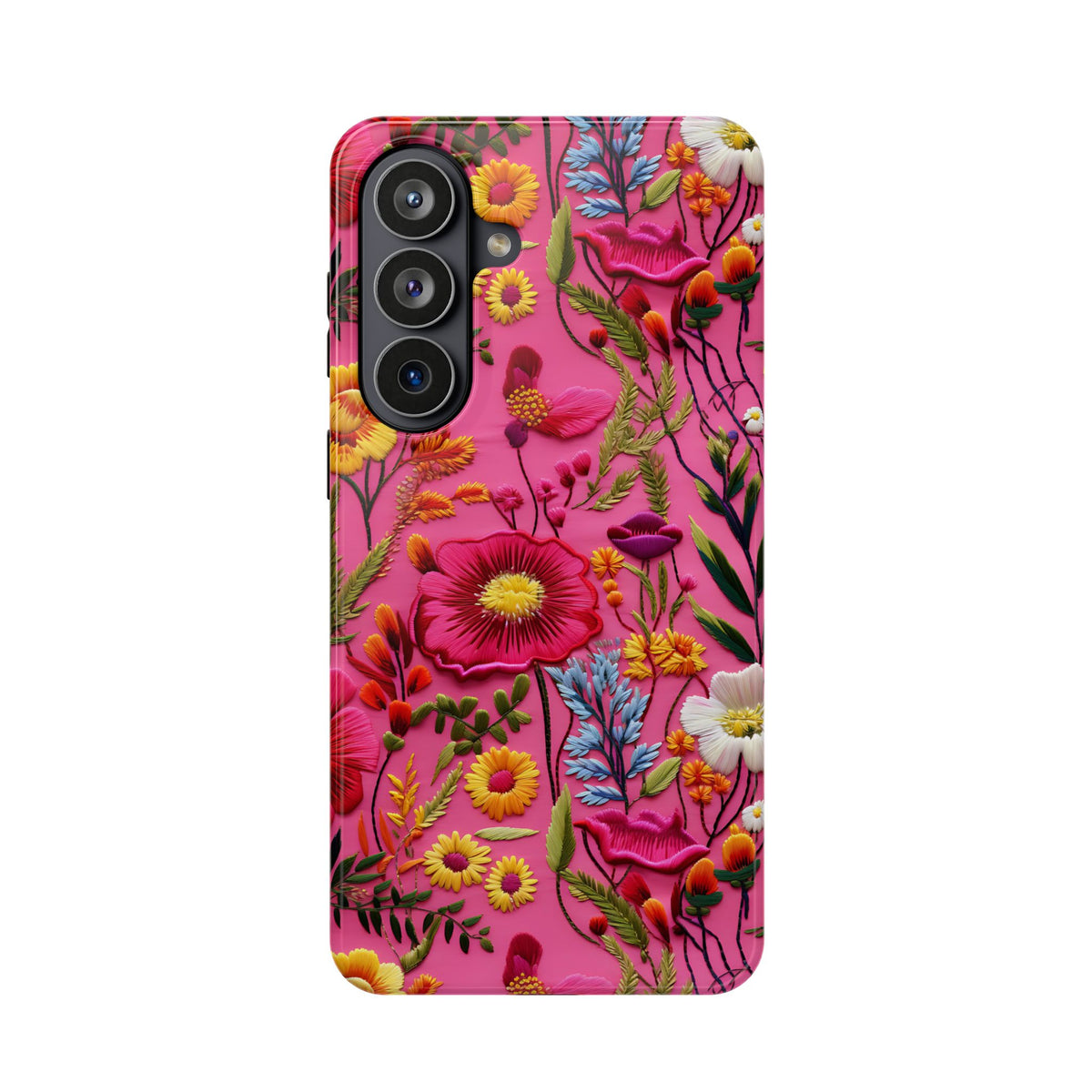 Pink Folk Floral protective phone case for Samsung Galaxy S26 Plus, glossy finish
