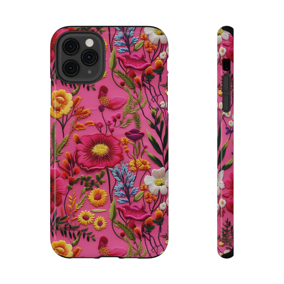 Pink Folk Floral protective phone case for iPhone 11 Pro Max, glossy finish